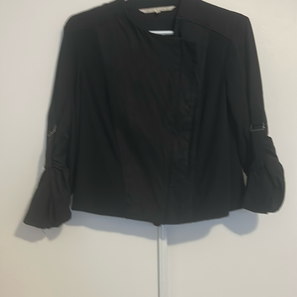 Rachel by Rachel Roy Semi Cropped Zipper front black Jacket.